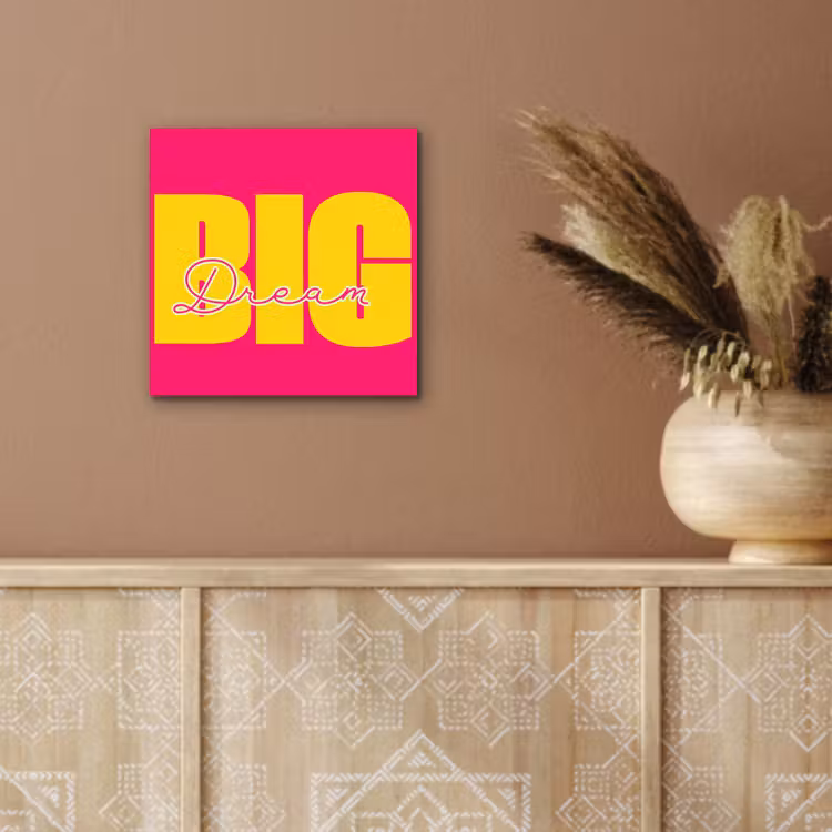 Aluminium schilderij - Dream big - Roze - Geel - Minimalistisch — 5