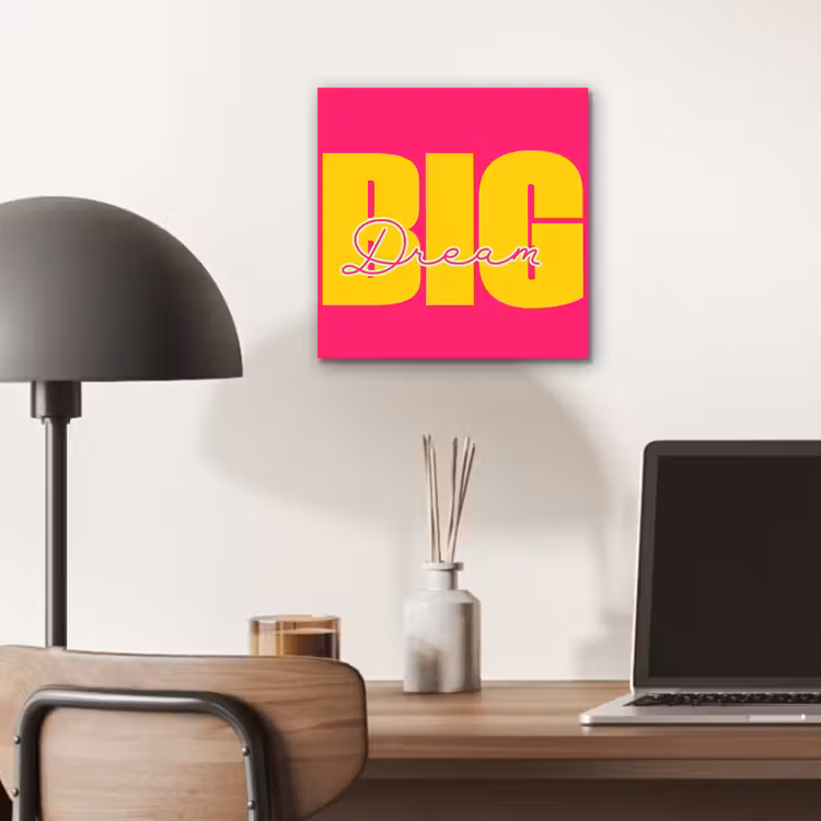 Aluminium schilderij - Dream big - Roze - Geel - Minimalistisch — 6