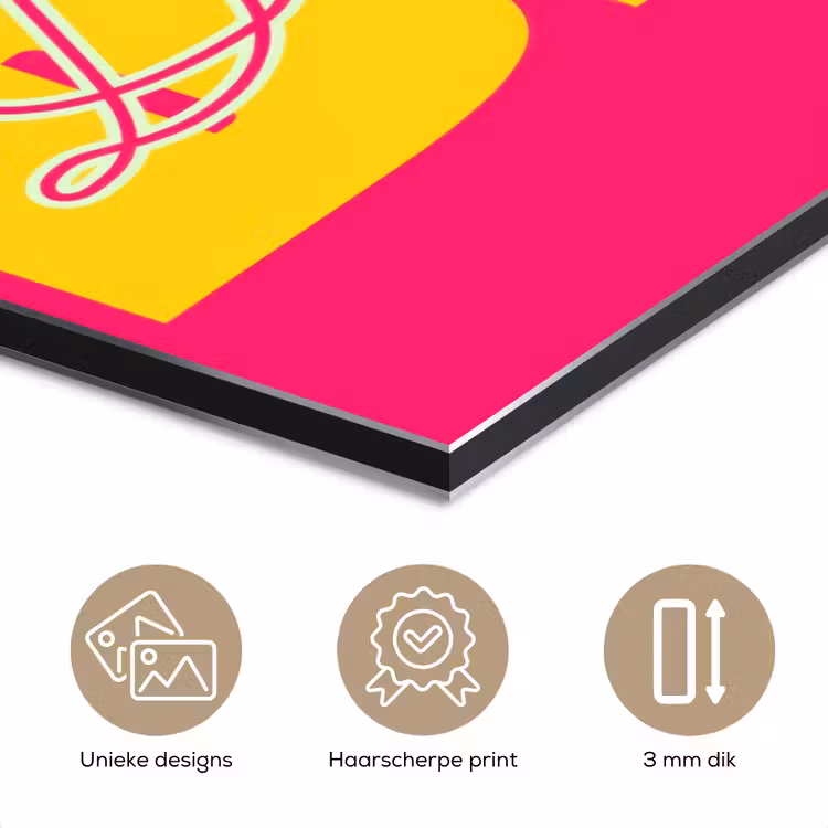 Aluminium schilderij - Dream big - Roze - Geel - Minimalistisch — 7