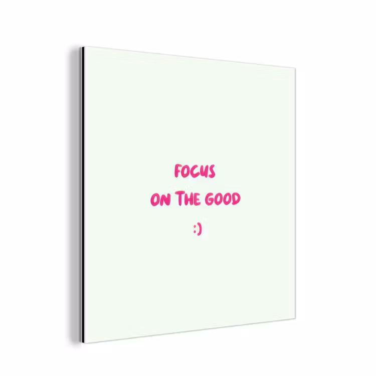Aluminium schilderij - Focus - Beige - Roze - Smiley — 1