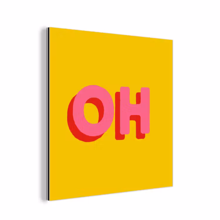 Aluminium schilderij - Geel - Roze - Oh - 3D — 1
