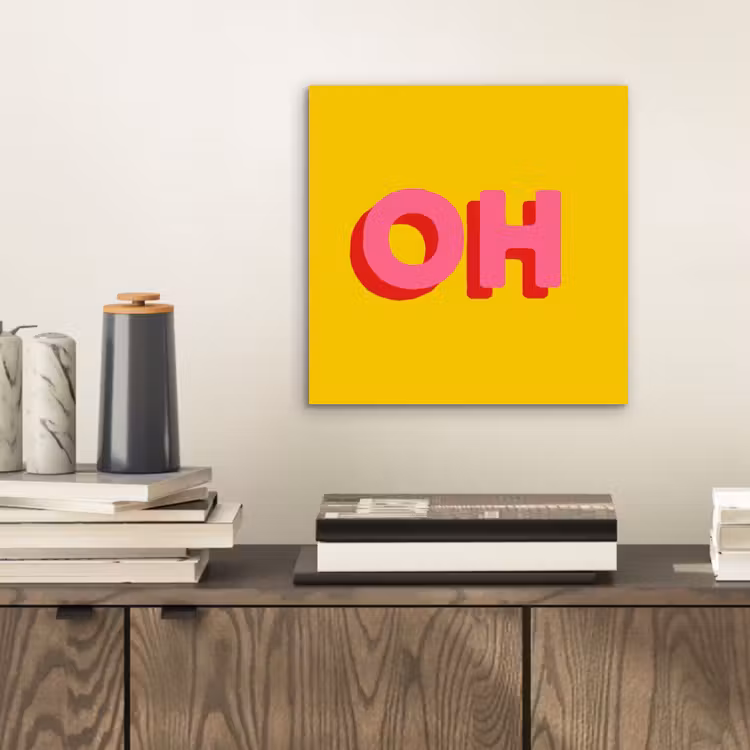 Aluminium schilderij - Geel - Roze - Oh - 3D — 2