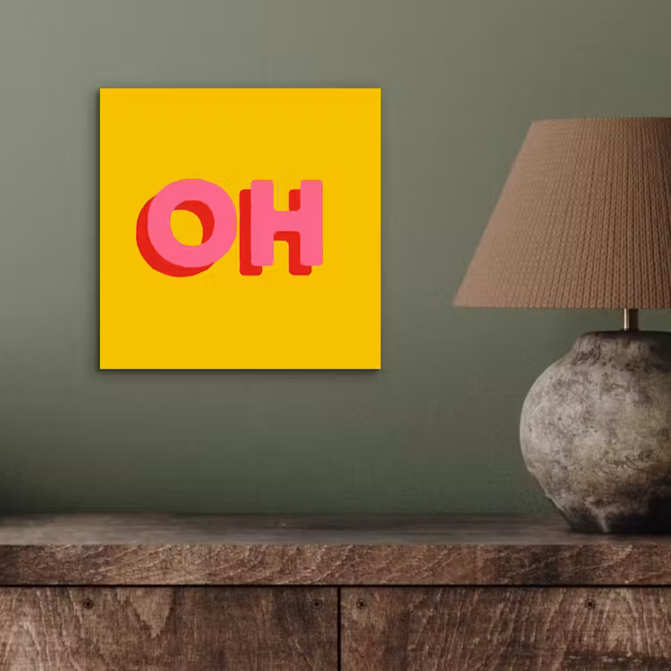 Aluminium schilderij - Geel - Roze - Oh - 3D — 3