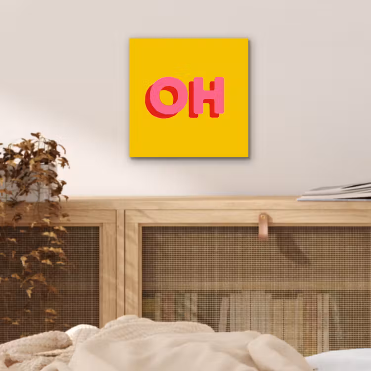 Aluminium schilderij - Geel - Roze - Oh - 3D — 4