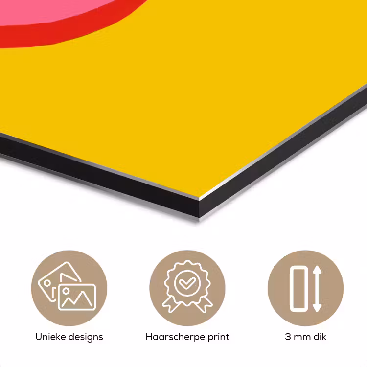 Aluminium schilderij - Geel - Roze - Oh - 3D — 7