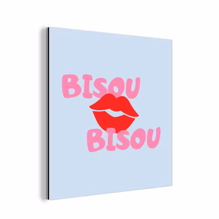 Aluminium schilderij - Lippen - Bisou - Blauw — 1