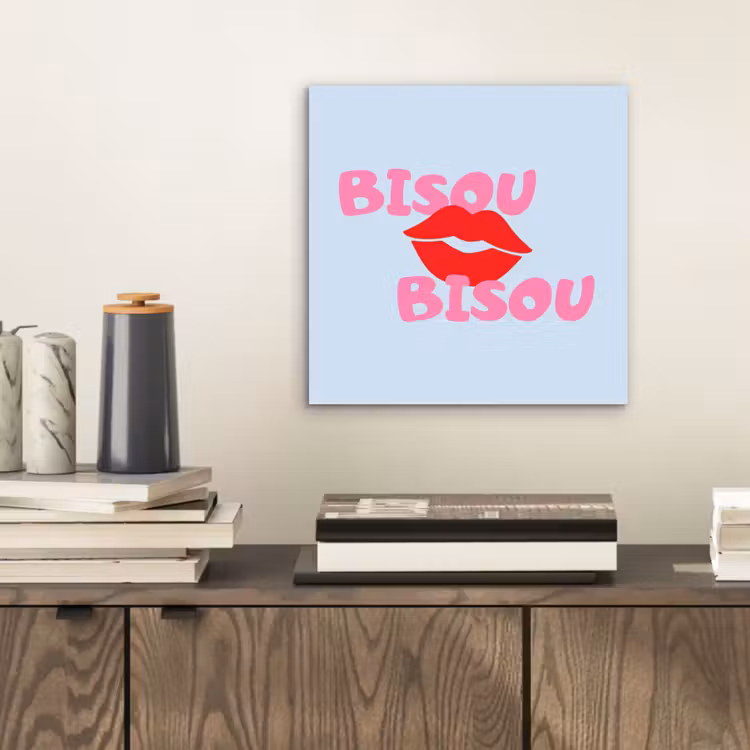Aluminium schilderij - Lippen - Bisou - Blauw — 2