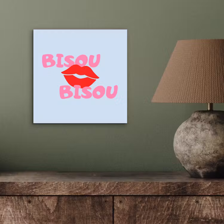 Aluminium schilderij - Lippen - Bisou - Blauw — 3