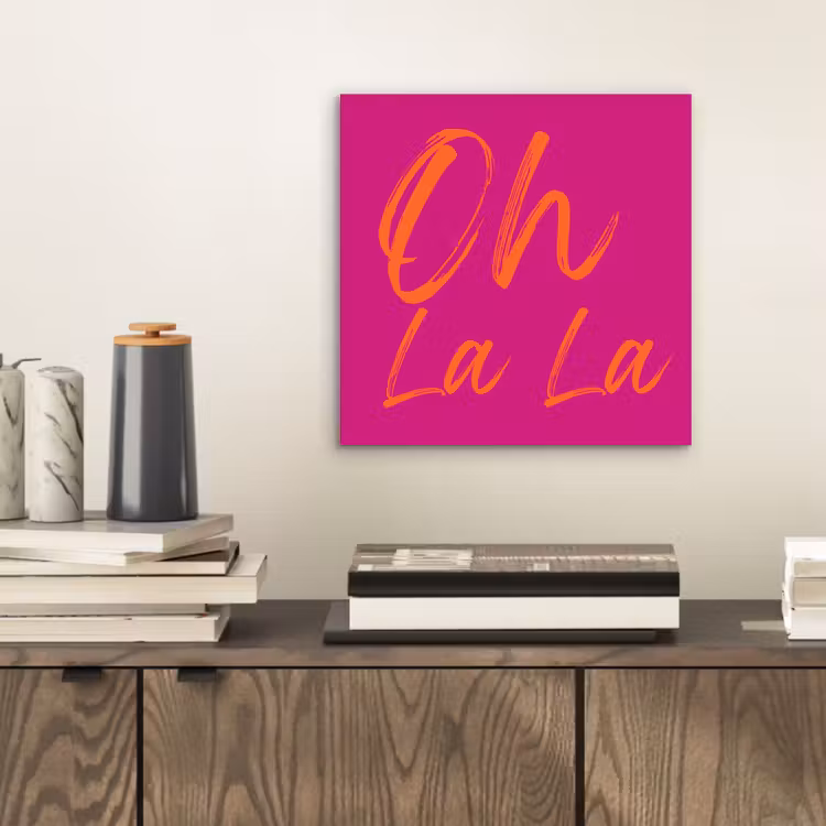 Aluminium schilderij - Oh la la - Oranje - Roze — 2