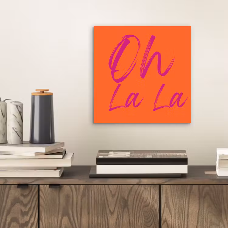 Aluminium schilderij - Oh la la - Oranje - Roze - Grafisch — 2