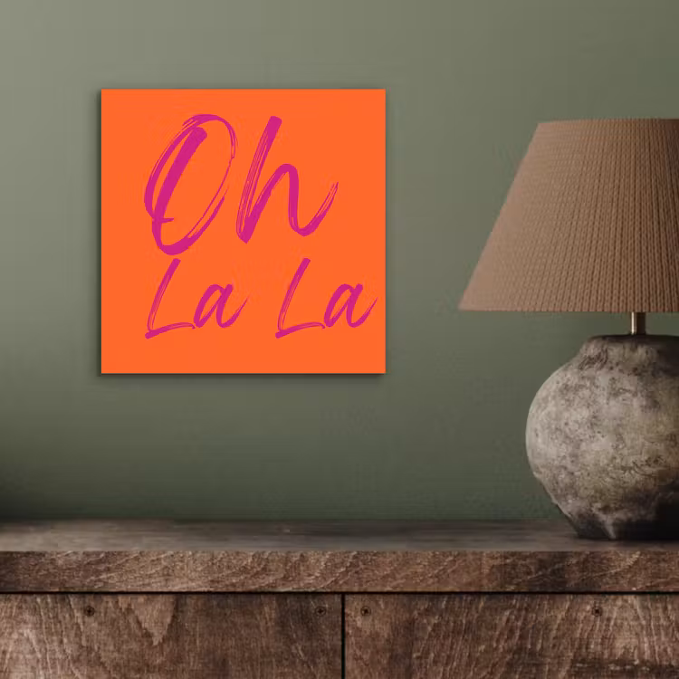 Aluminium schilderij - Oh la la - Oranje - Roze - Grafisch — 3