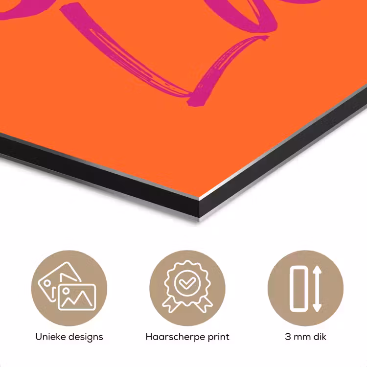 Aluminium schilderij - Oh la la - Oranje - Roze - Grafisch — 7