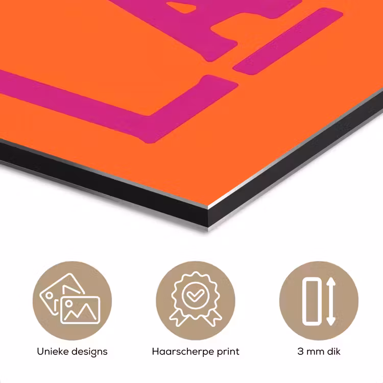 Aluminium schilderij - Oh la la - Oranje - Roze - Scheeflettertype — 7