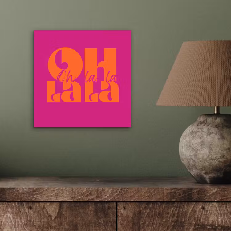 Aluminium schilderij - Oh la la - Roze - Oranje - Gestapelde letters — 3