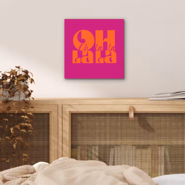 Aluminium schilderij - Oh la la - Roze - Oranje - Gestapelde letters — 4