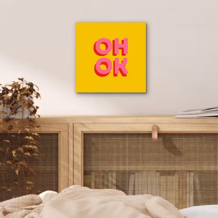 Aluminium schilderij - Oh ok - 3D - Geel - Roze — 4