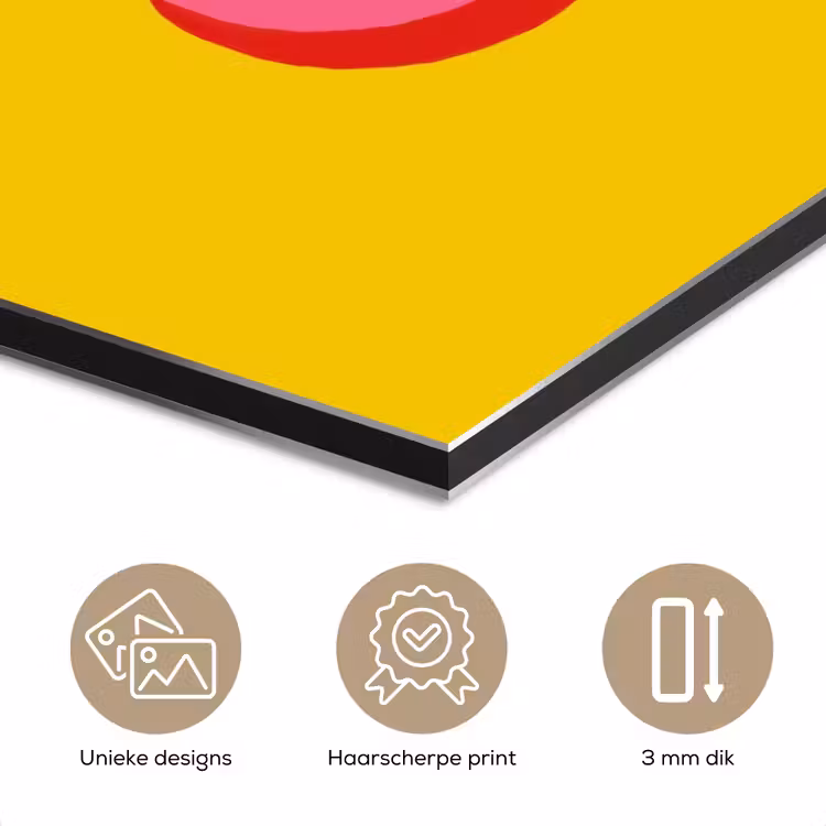 Aluminium schilderij - Oh ok - 3D - Geel - Roze — 7