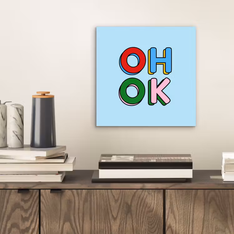 Aluminium schilderij - Oh ok - Blauw - Kleurrijk — 2