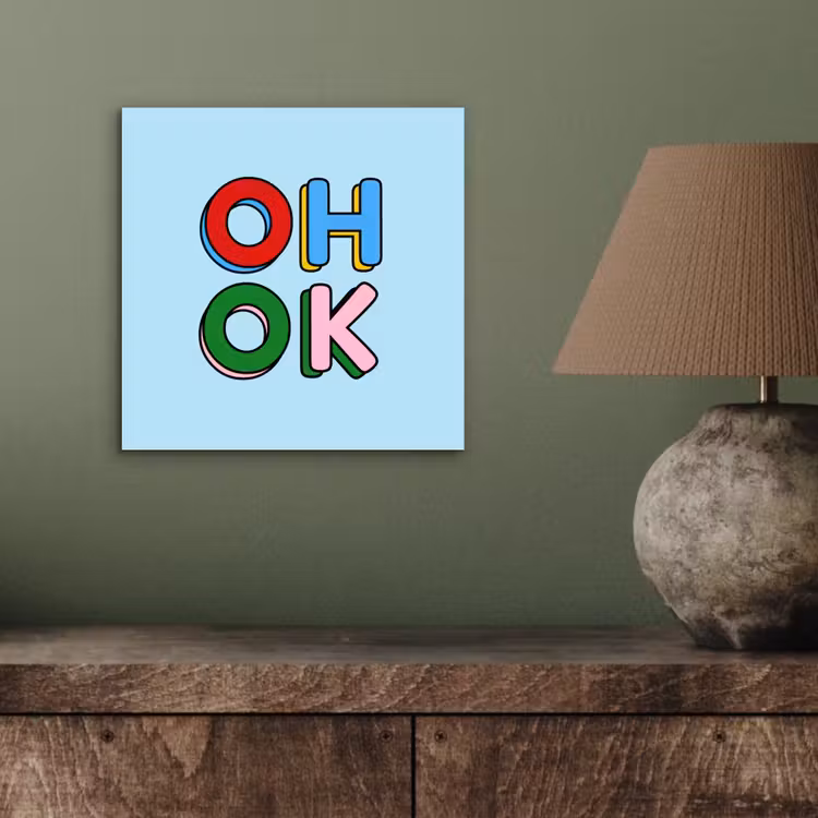 Aluminium schilderij - Oh ok - Blauw - Kleurrijk — 3