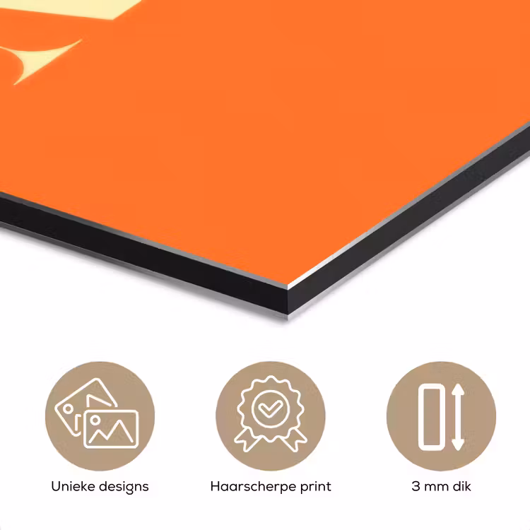 Aluminium schilderij - Oranje - Gebroken wit - Nice — 7