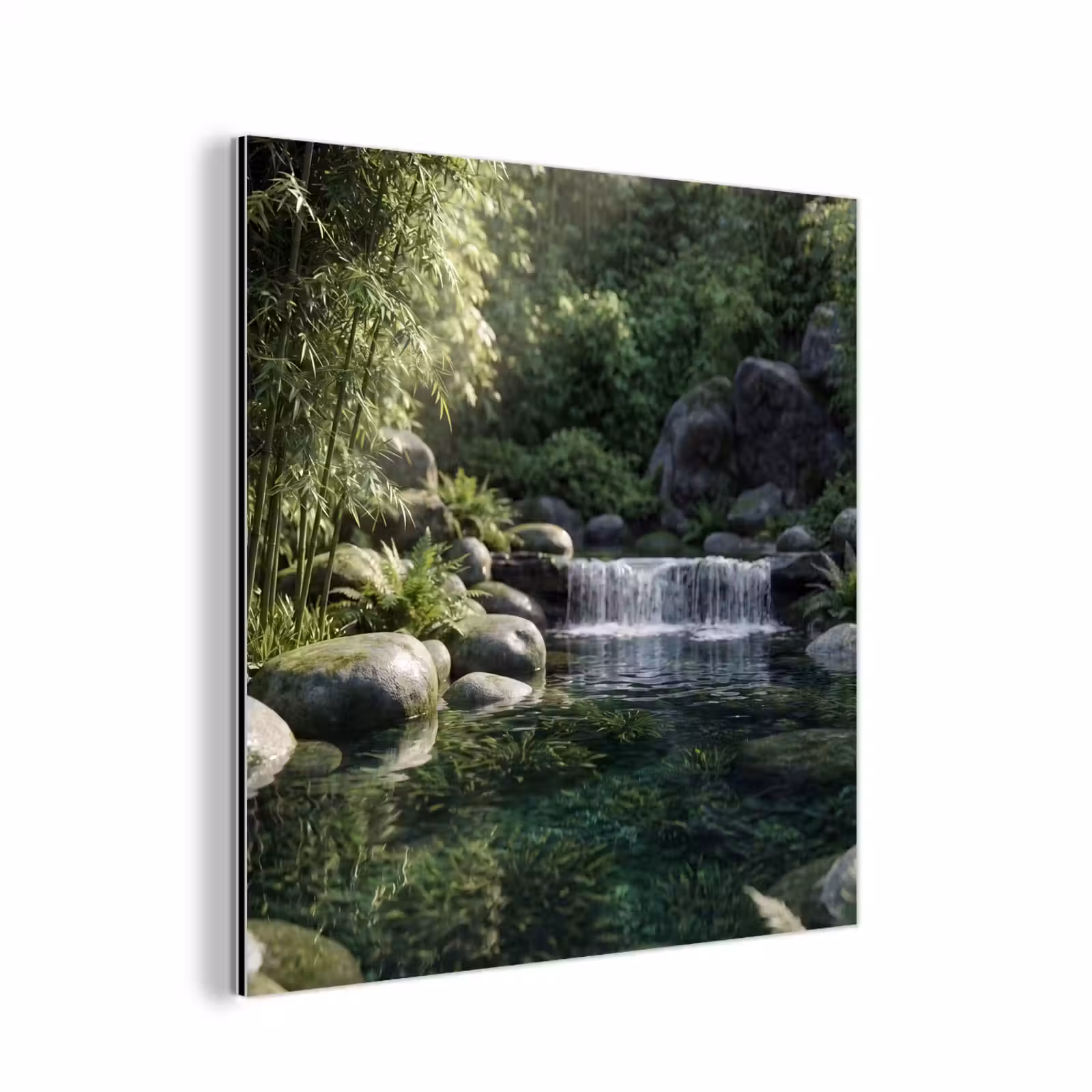 Aluminium schilderij - Beek - Waterval - Natuur - Groen — 1