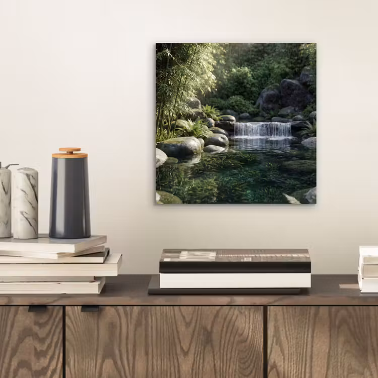 Aluminium schilderij - Beek - Waterval - Natuur - Groen — 2