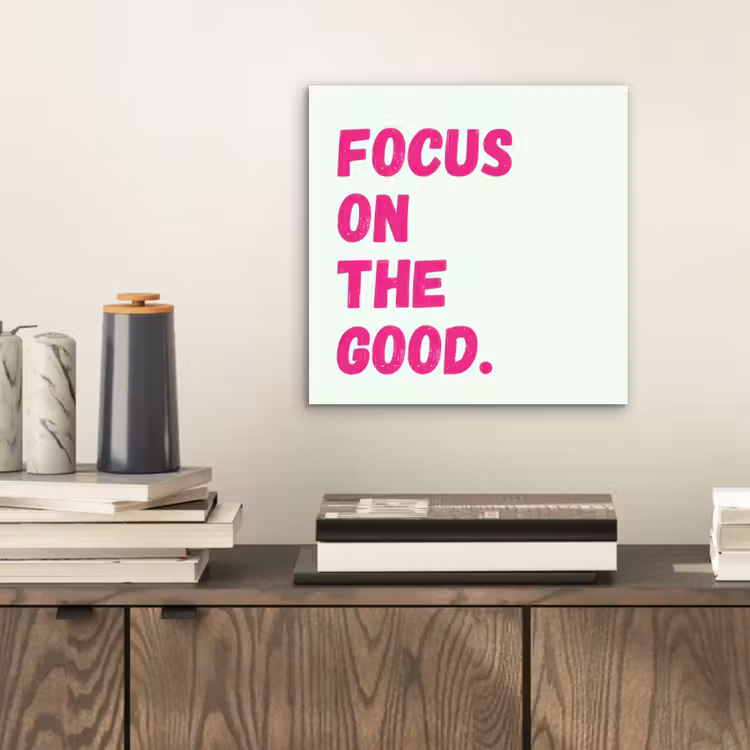 Aluminium schilderij - Focus on the good - Beige - Roze — 2