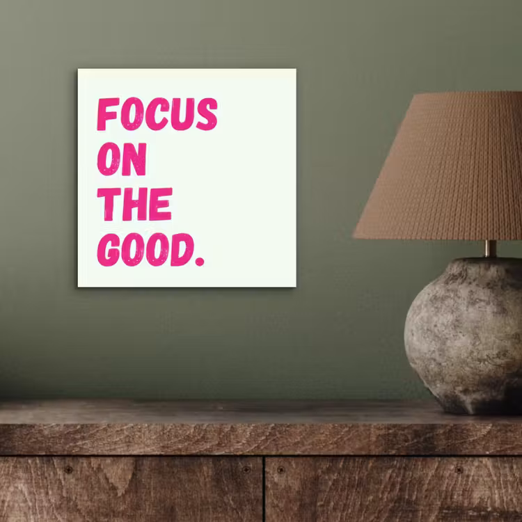 Aluminium schilderij - Focus on the good - Beige - Roze — 3