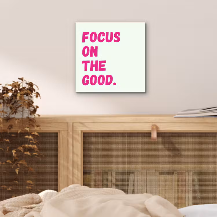 Aluminium schilderij - Focus on the good - Beige - Roze — 4