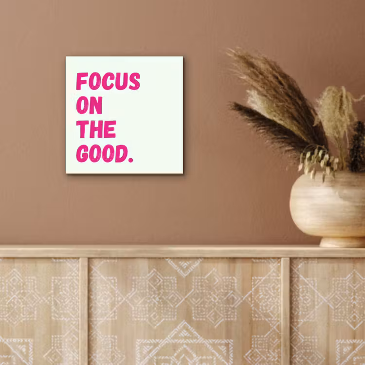 Aluminium schilderij - Focus on the good - Beige - Roze — 5