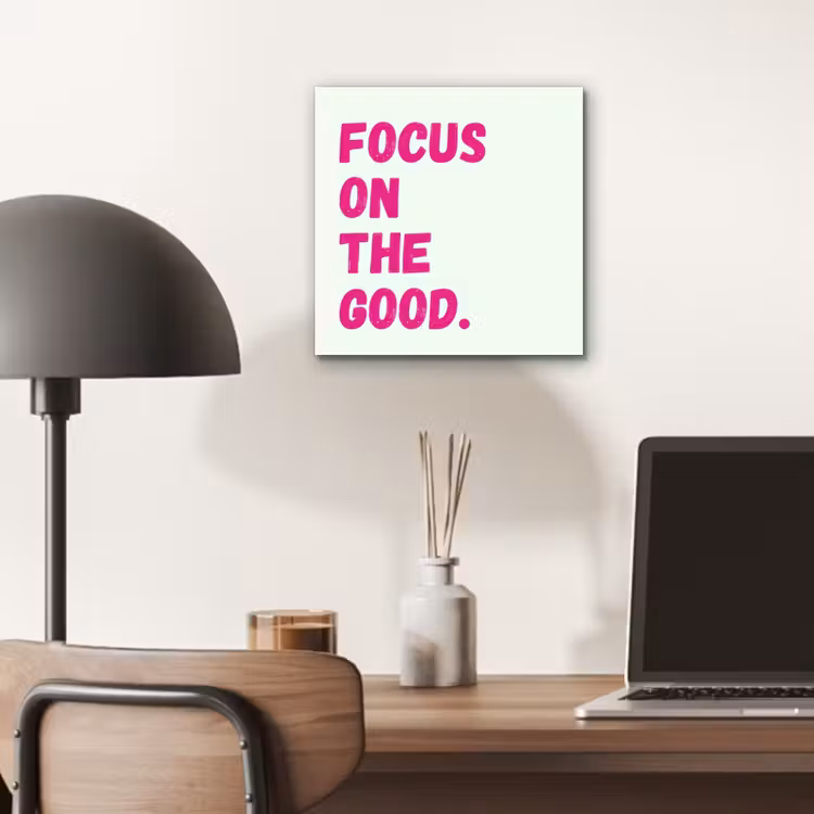 Aluminium schilderij - Focus on the good - Beige - Roze — 6