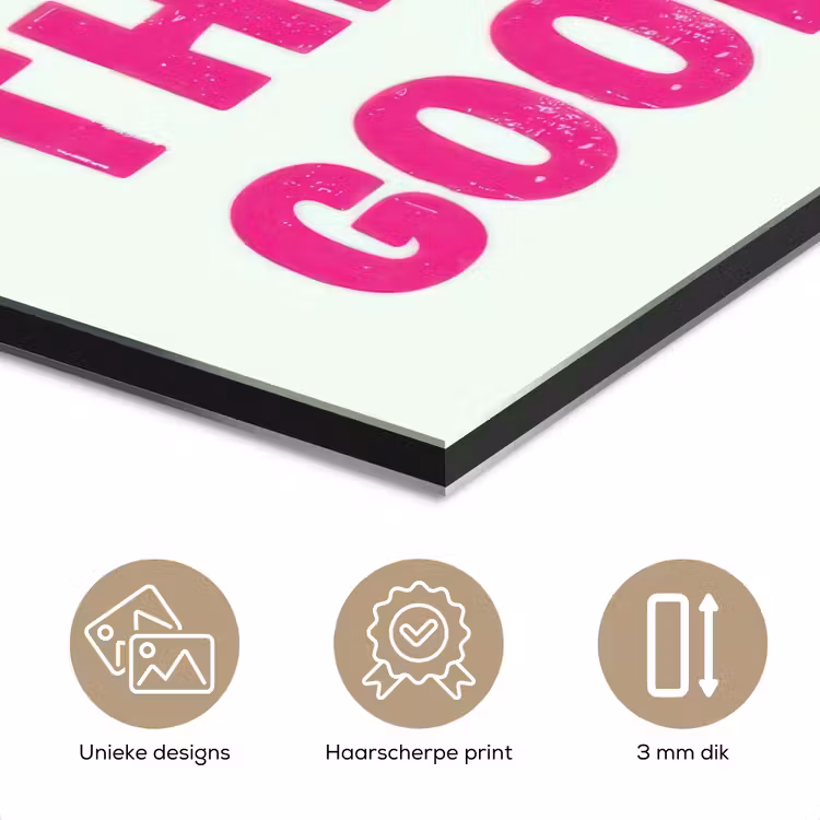 Aluminium schilderij - Focus on the good - Beige - Roze — 7