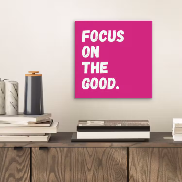 Aluminium schilderij - Focus on the good - Roze - Simple — 2