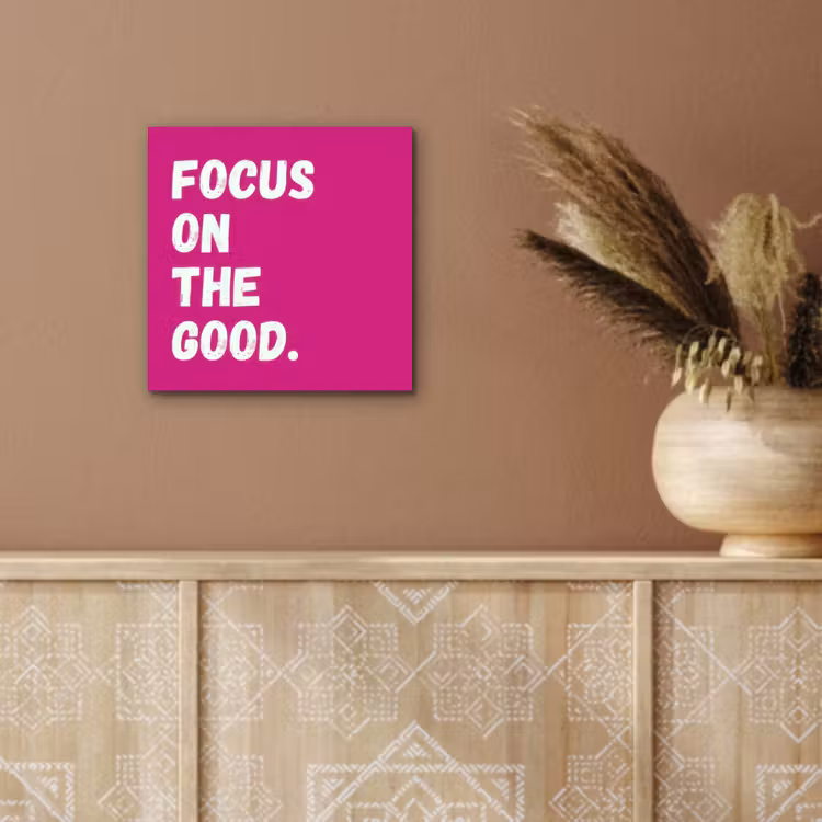 Aluminium schilderij - Focus on the good - Roze - Simple — 5
