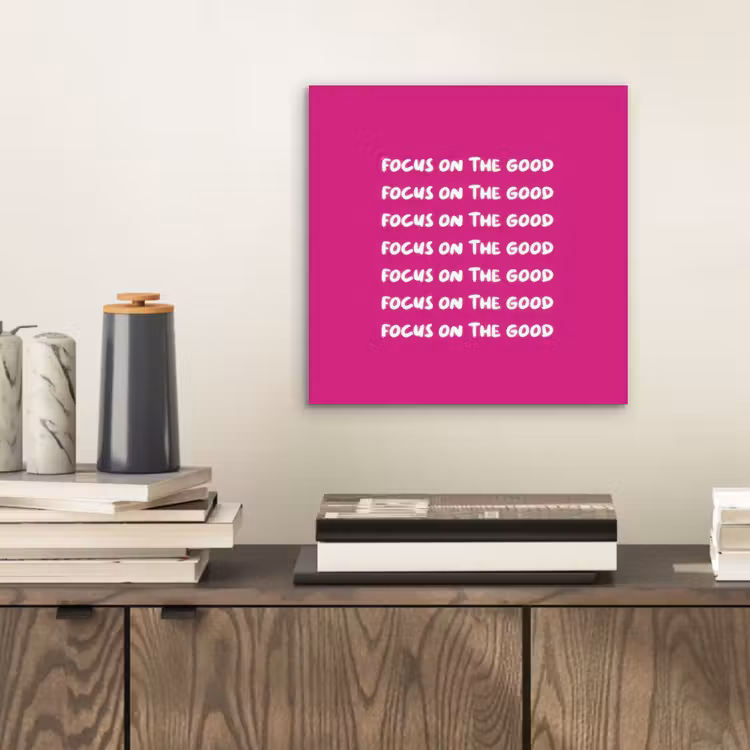 Aluminium schilderij - Focus on the good - Roze - wit — 2