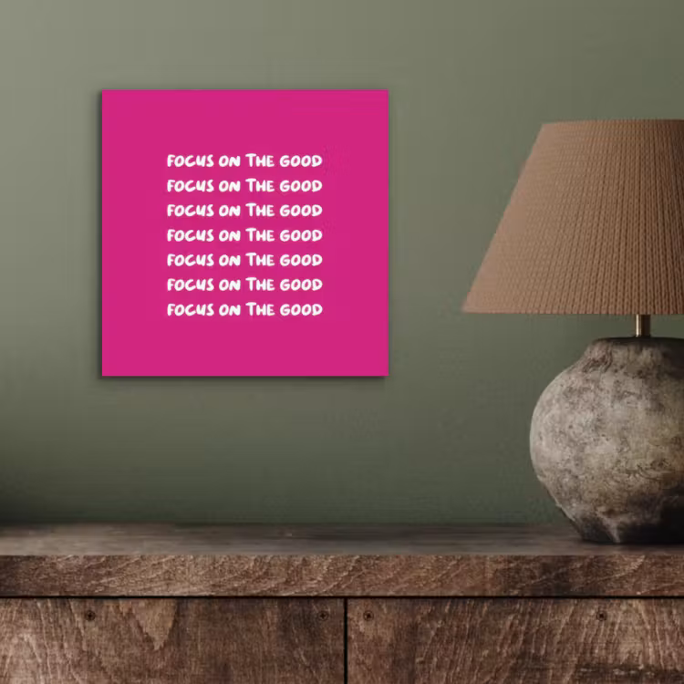 Aluminium schilderij - Focus on the good - Roze - wit — 3