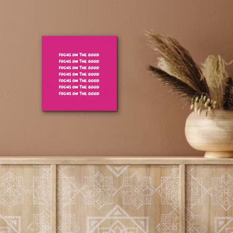 Aluminium schilderij - Focus on the good - Roze - wit — 5