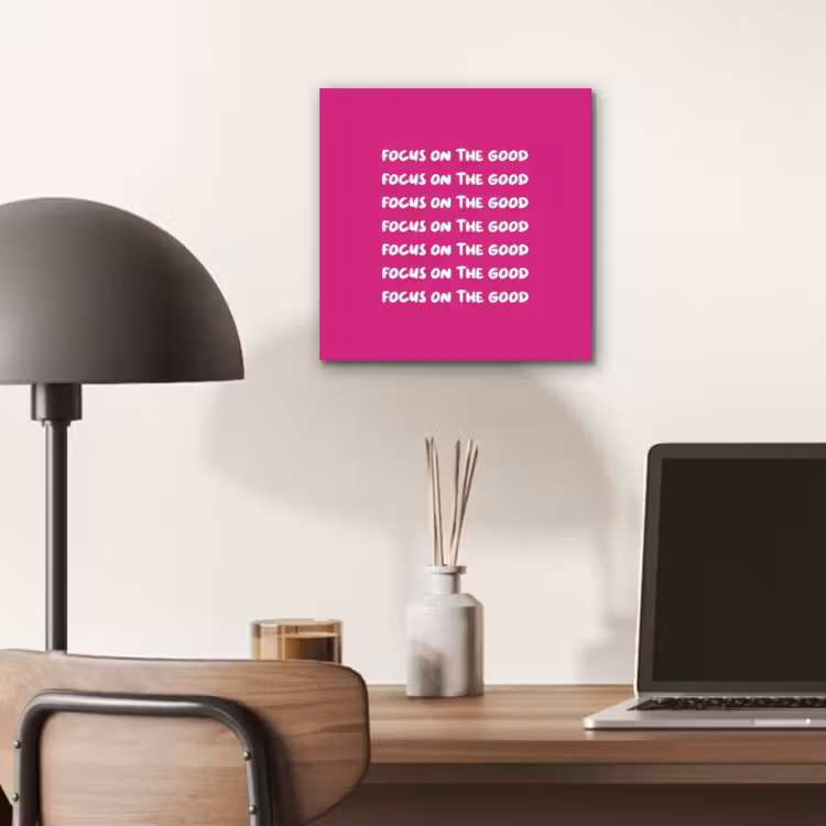 Aluminium schilderij - Focus on the good - Roze - wit — 6