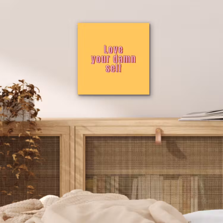 Aluminium schilderij - Love yourself - Roze - Geel — 4