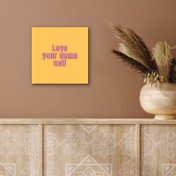 Aluminium schilderij - Love yourself - Roze - Geel — 5