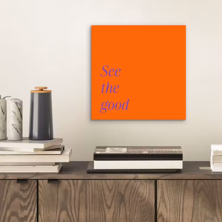 Aluminium schilderij - See te good - Paars - Oranje — 2