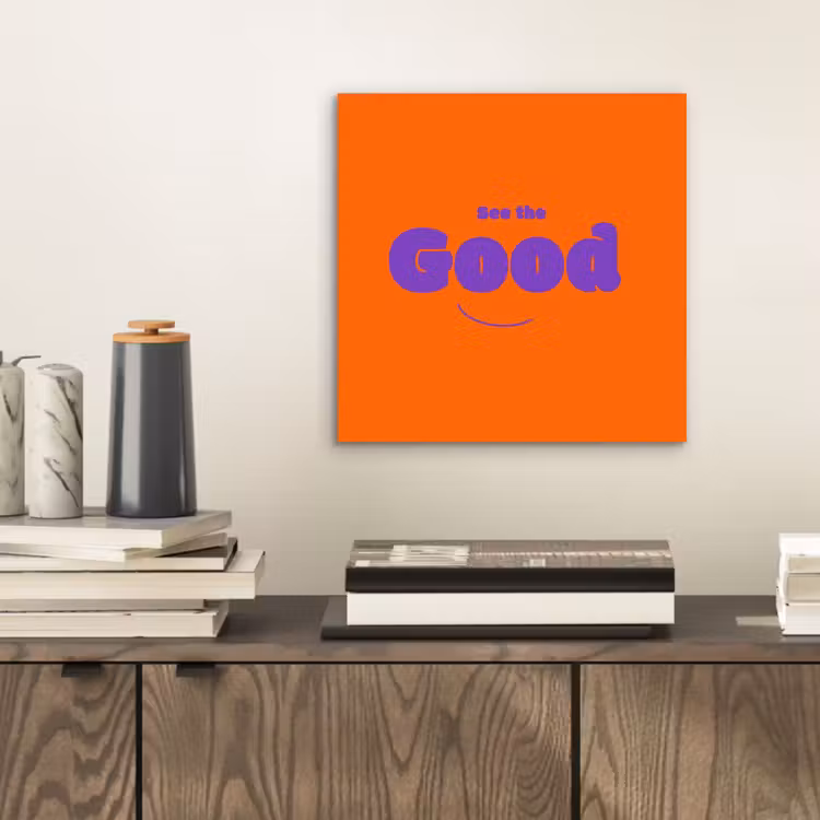 Aluminium schilderij - See the good - Paars - Oranje - Smiley — 2