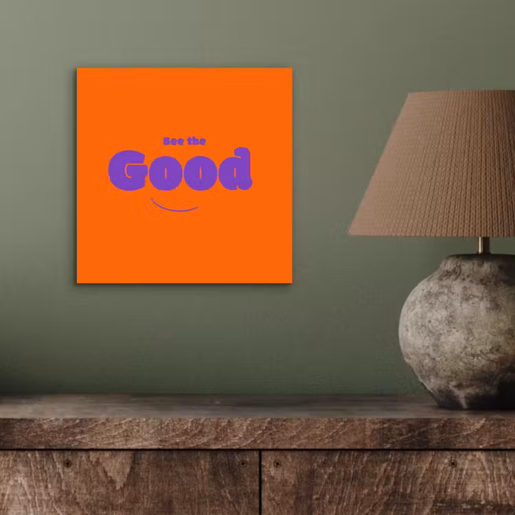 Aluminium schilderij - See the good - Paars - Oranje - Smiley — 3