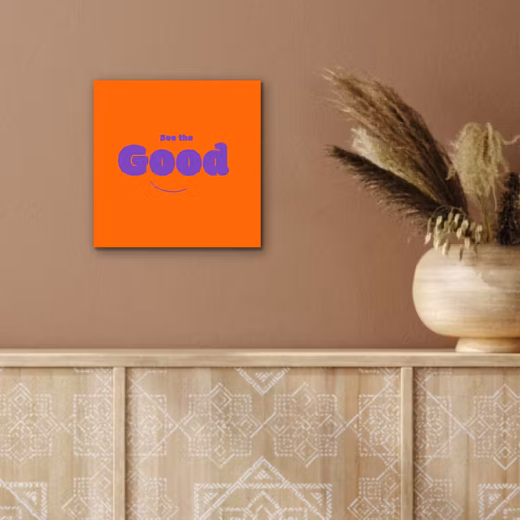 Aluminium schilderij - See the good - Paars - Oranje - Smiley — 5