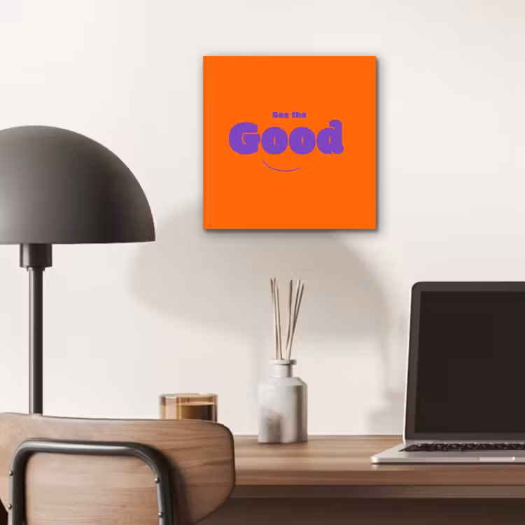 Aluminium schilderij - See the good - Paars - Oranje - Smiley — 6