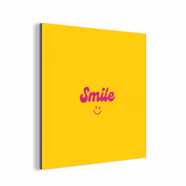 Aluminium schilderij - Smile - Geel - Roze — 1