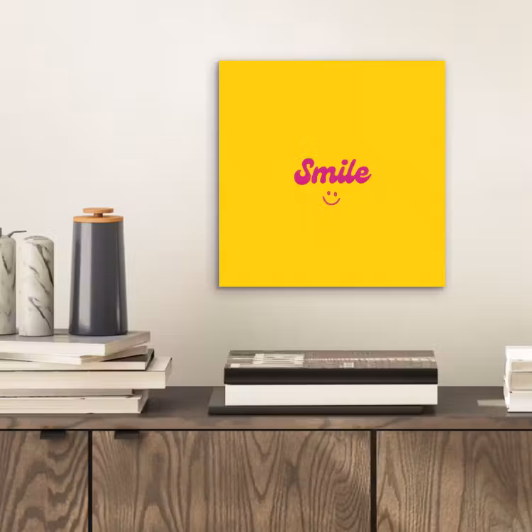 Aluminium schilderij - Smile - Geel - Roze — 2