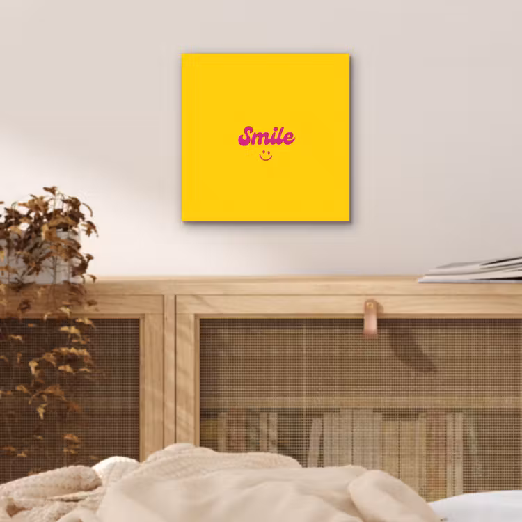 Aluminium schilderij - Smile - Geel - Roze — 4