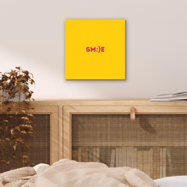 Aluminium schilderij - Smile - Roze - Geel — 4