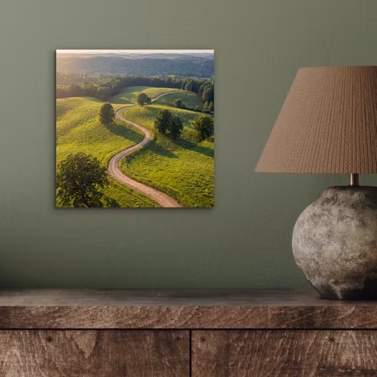 Aluminium schilderij - Weg - Weide - Natuur - Groen — 3